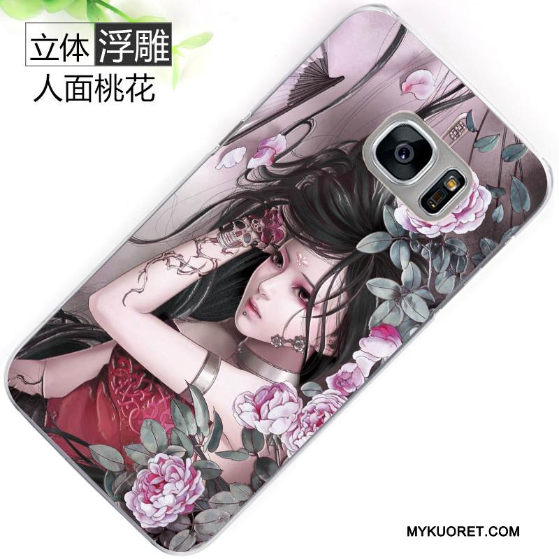 Kuori Samsung Galaxy S7 Maalaus Musta Murtumaton, Kotelo Samsung Galaxy S7 Kohokuviointi