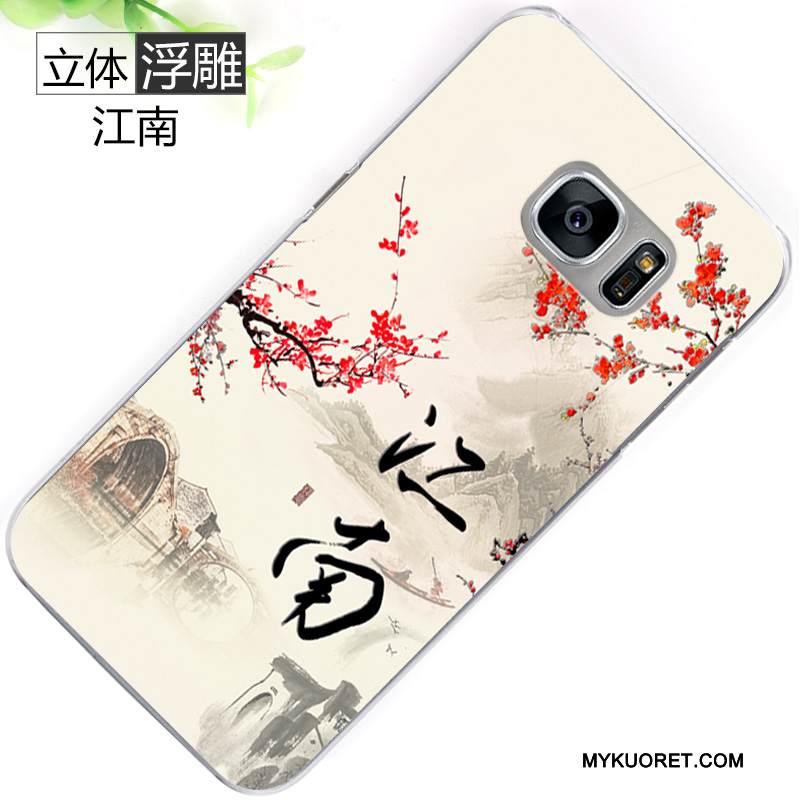 Kuori Samsung Galaxy S7 Maalaus Musta Murtumaton, Kotelo Samsung Galaxy S7 Kohokuviointi