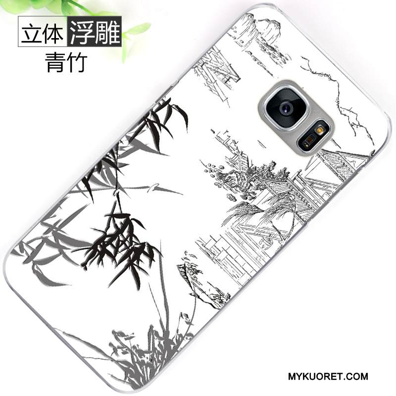 Kuori Samsung Galaxy S7 Maalaus Musta Murtumaton, Kotelo Samsung Galaxy S7 Kohokuviointi