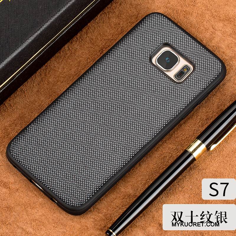Kuori Samsung Galaxy S7 Nahka Ohut Kova, Kotelo Samsung Galaxy S7 Puhelimen Kuoret Harmaa