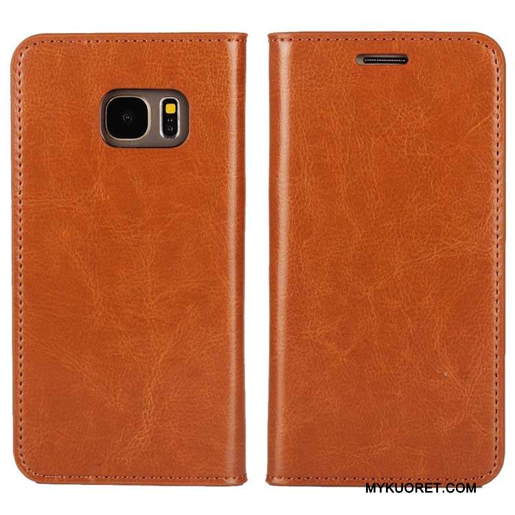 Kuori Samsung Galaxy S7 Nahka Puhelimen Kuoret Musta, Kotelo Samsung Galaxy S7 Kuoret