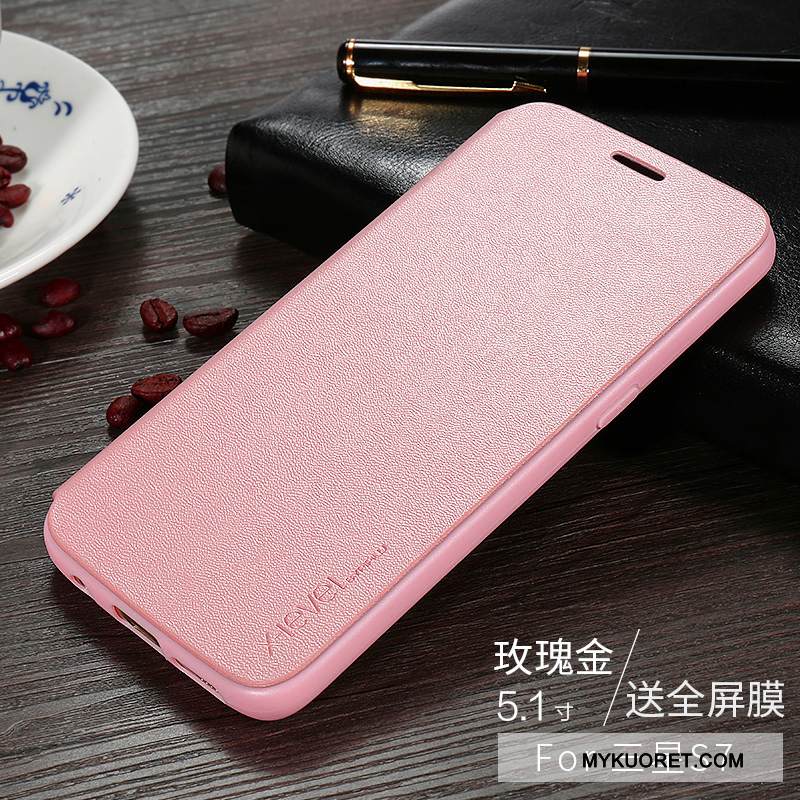 Kuori Samsung Galaxy S7 Nahka Sininen Murtumaton, Kotelo Samsung Galaxy S7 Suojaus Puhelimen Kuoret Ultra