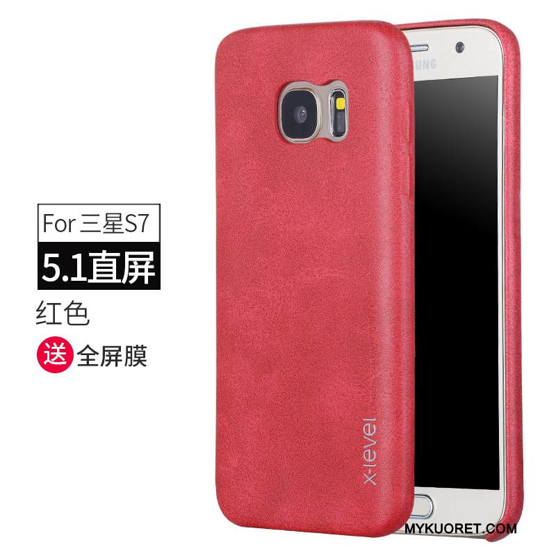 Kuori Samsung Galaxy S7 Nahka Uusi Ultra, Kotelo Samsung Galaxy S7 Suojaus Vaalean Puhelimen Kuoret