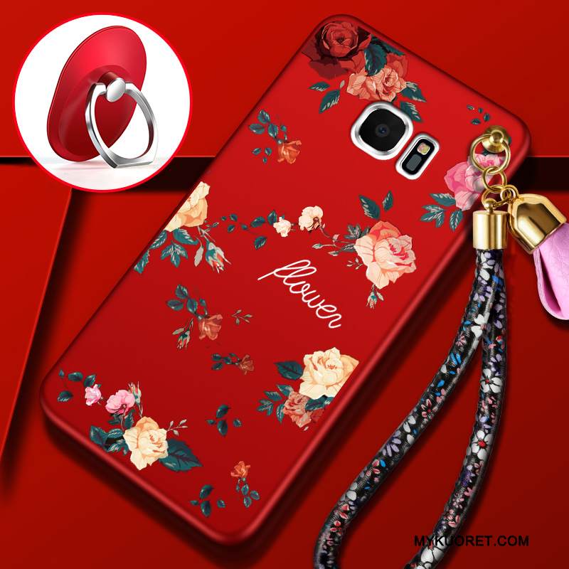 Kuori Samsung Galaxy S7 Pehmeä Neste Punainen Puhelimen Kuoret, Kotelo Samsung Galaxy S7 Suojaus Murtumaton Pesty Suede