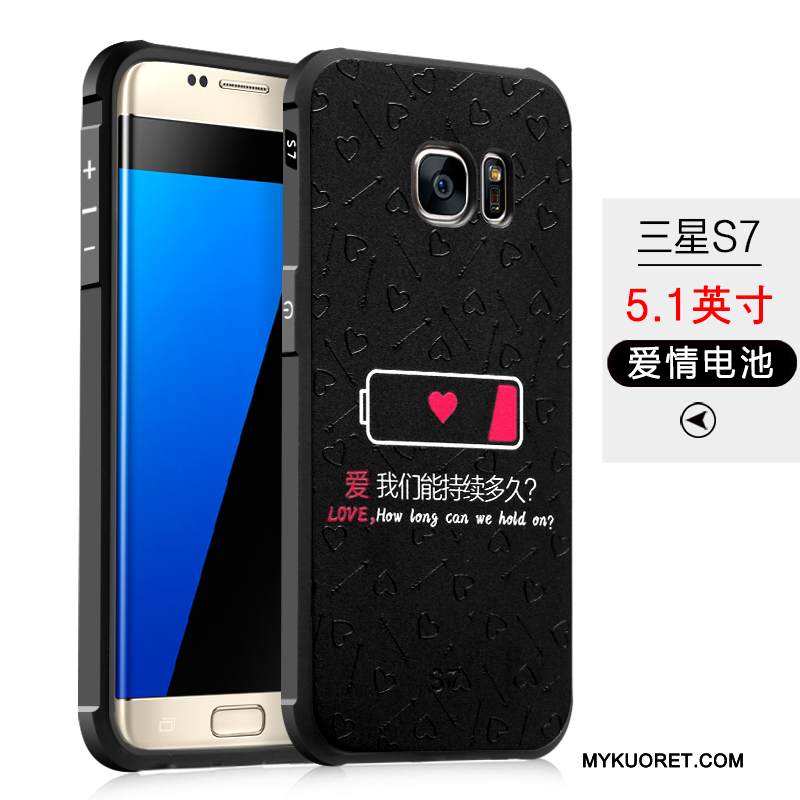 Kuori Samsung Galaxy S7 Silikoni Murtumaton Pesty Suede, Kotelo Samsung Galaxy S7 Luova Musta Puhelimen Kuoret