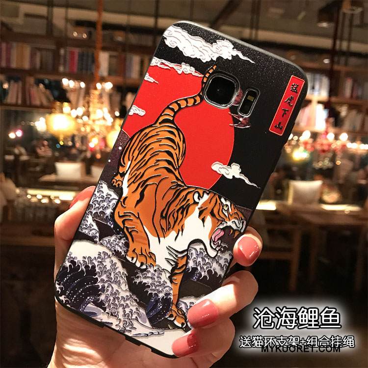 Kuori Samsung Galaxy S7 Silikoni Musta Trendi, Kotelo Samsung Galaxy S7 Laukut Ripustettavat Koristeet Persoonallisuus