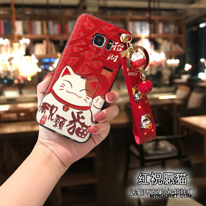 Kuori Samsung Galaxy S7 Silikoni Persoonallisuus Puhelimen Kuoret, Kotelo Samsung Galaxy S7 Trendi Punainen