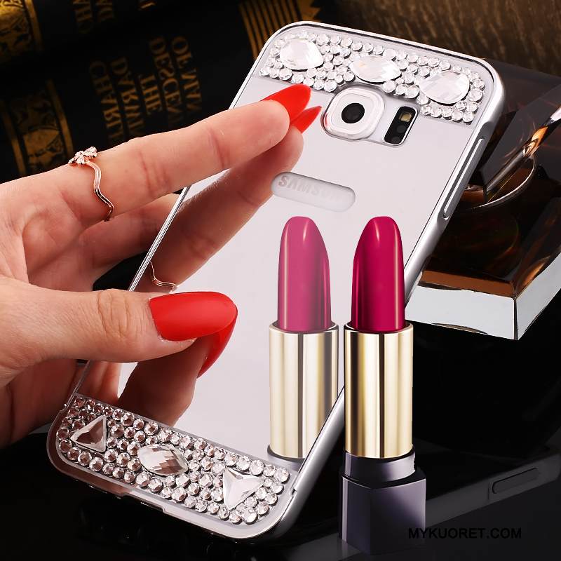 Kuori Samsung Galaxy S7 Strassi Kehys Kulta, Kotelo Samsung Galaxy S7 Suojaus Peili