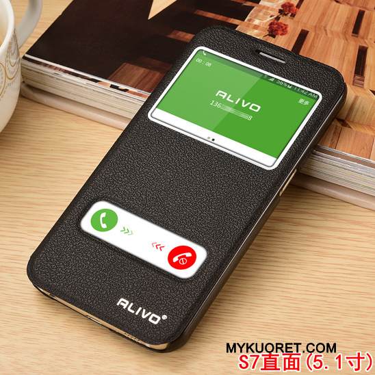 Kuori Samsung Galaxy S7 Suojaus Kulta Puhelimen Kuoret, Kotelo Samsung Galaxy S7 Nahka