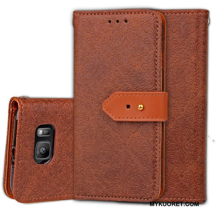 Kuori Samsung Galaxy S7 Suojaus Murtumaton Puhelimen Kuoret, Kotelo Samsung Galaxy S7 Nahka Punainen Uusi