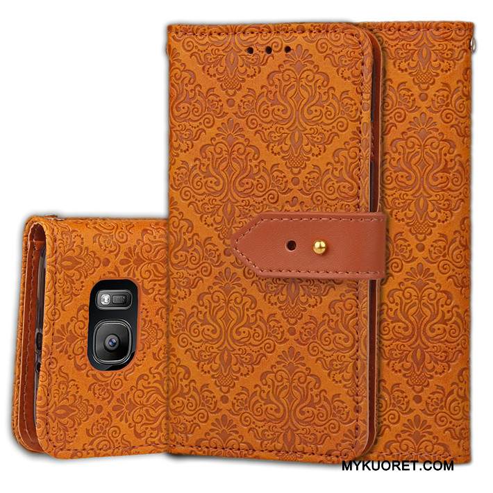 Kuori Samsung Galaxy S7 Suojaus Murtumaton Puhelimen Kuoret, Kotelo Samsung Galaxy S7 Nahka Punainen Uusi