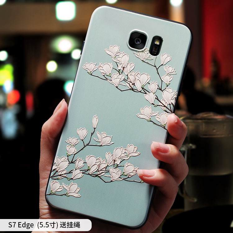 Kuori Samsung Galaxy S7 Suojaus Persoonallisuus Ripustettavat Koristeet, Kotelo Samsung Galaxy S7 Silikoni Vaaleansininen Murtumaton