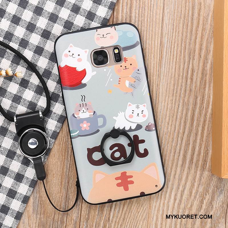 Kuori Samsung Galaxy S7 Suojaus Silmukka Ripustettavat Koristeet, Kotelo Samsung Galaxy S7 Monivärinen Kova Pesty Suede