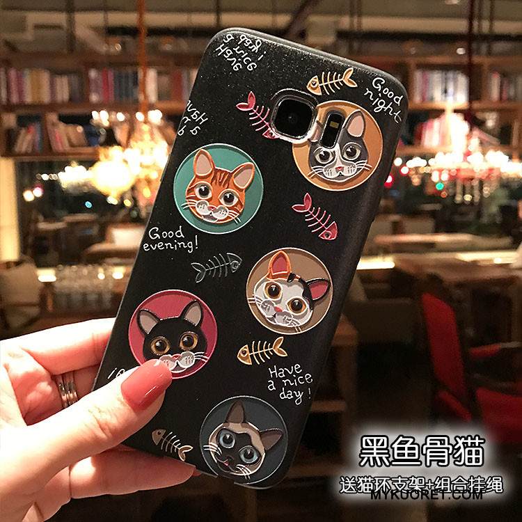 Kuori Samsung Galaxy S7 Suojaus Vaalean Musta, Kotelo Samsung Galaxy S7 Kohokuviointi Pesty Suede Puhelimen Kuoret