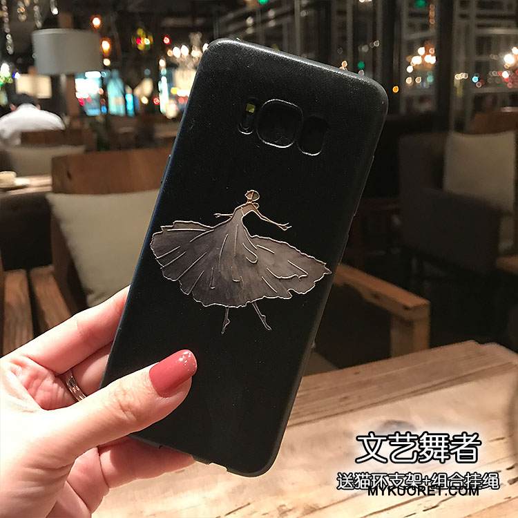 Kuori Samsung Galaxy S8 Kohokuviointi Musta Väriset, Kotelo Samsung Galaxy S8 Silikoni Puhelimen Kuoret Pesty Suede