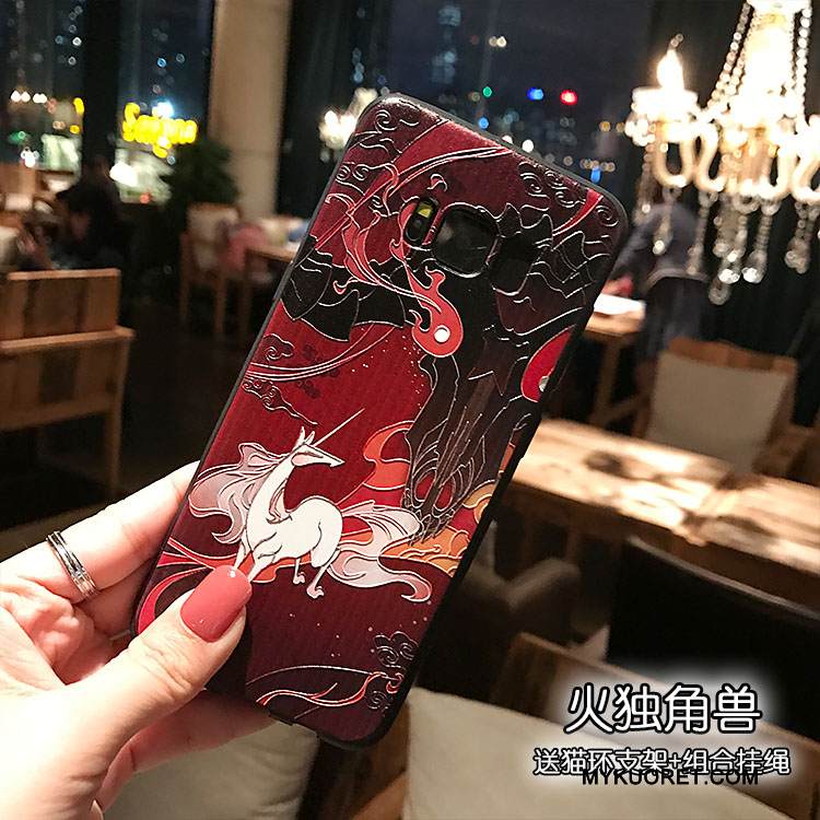 Kuori Samsung Galaxy S8+ Kohokuviointi Tuuli Pesty Suede, Kotelo Samsung Galaxy S8+ Pehmeä Neste Musta Nosturi