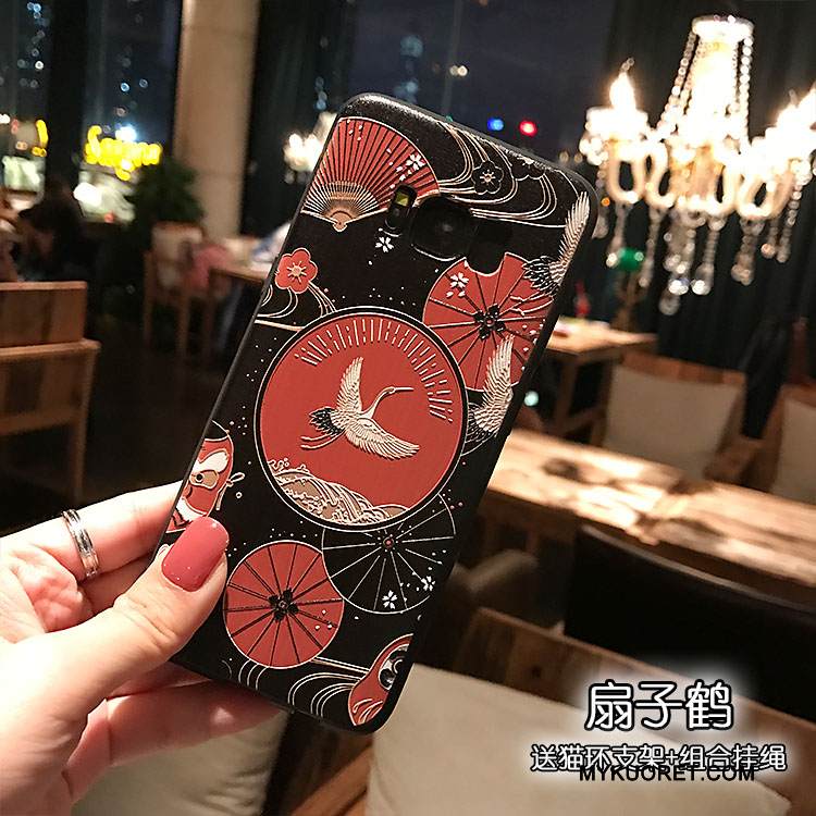 Kuori Samsung Galaxy S8+ Kohokuviointi Tuuli Pesty Suede, Kotelo Samsung Galaxy S8+ Pehmeä Neste Musta Nosturi