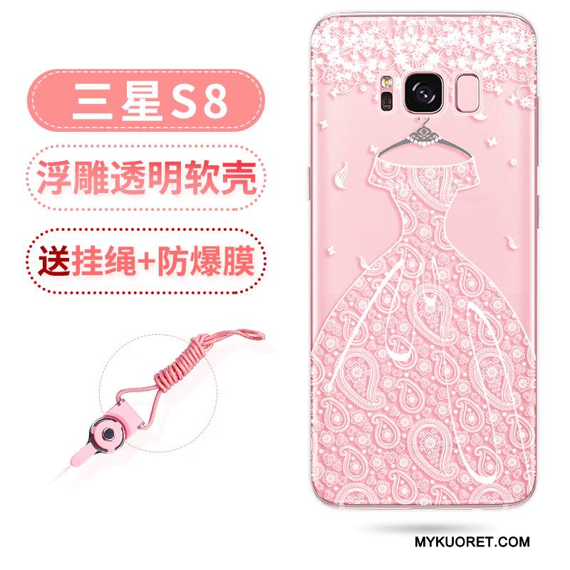 Kuori Samsung Galaxy S8+ Laukut Kaunis Puhelimen Kuoret, Kotelo Samsung Galaxy S8+ Kohokuviointi Jauhe Läpinäkyvä