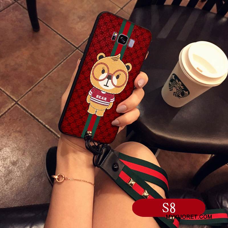 Kuori Samsung Galaxy S8 Laukut Puhelimen Kuoret Punainen, Kotelo Samsung Galaxy S8 Silikoni Ripustettava Kaula Bear