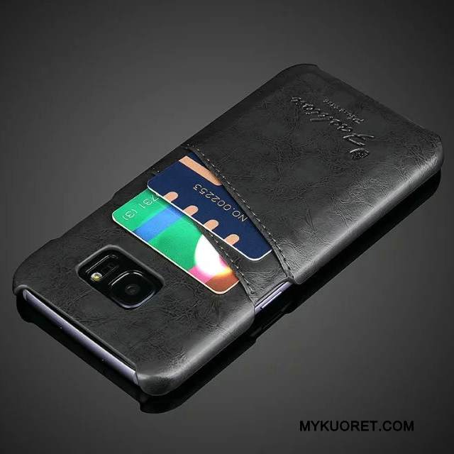 Kuori Samsung Galaxy S8 Nahka Puhelimen Kuoret Kortti, Kotelo Samsung Galaxy S8 Suojaus Takakansi Oranssi