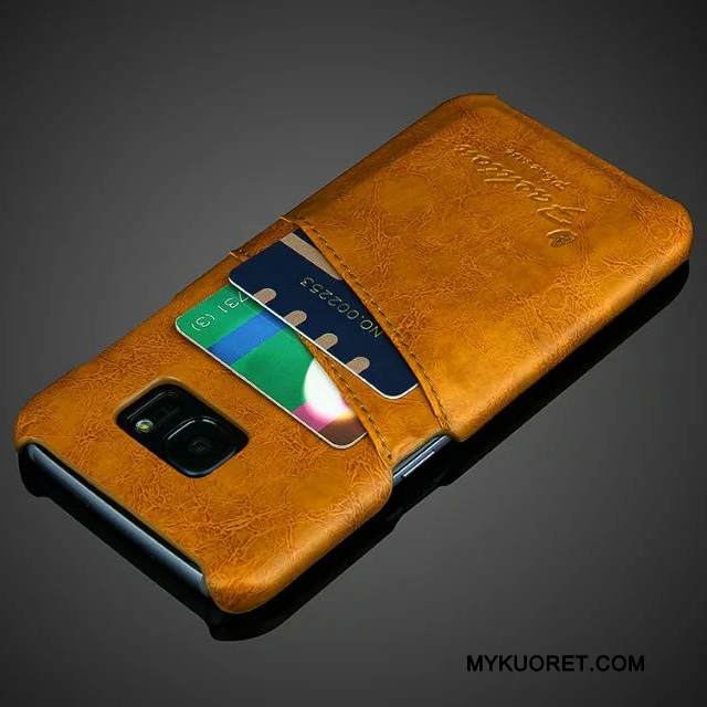 Kuori Samsung Galaxy S8 Nahka Puhelimen Kuoret Kortti, Kotelo Samsung Galaxy S8 Suojaus Takakansi Oranssi