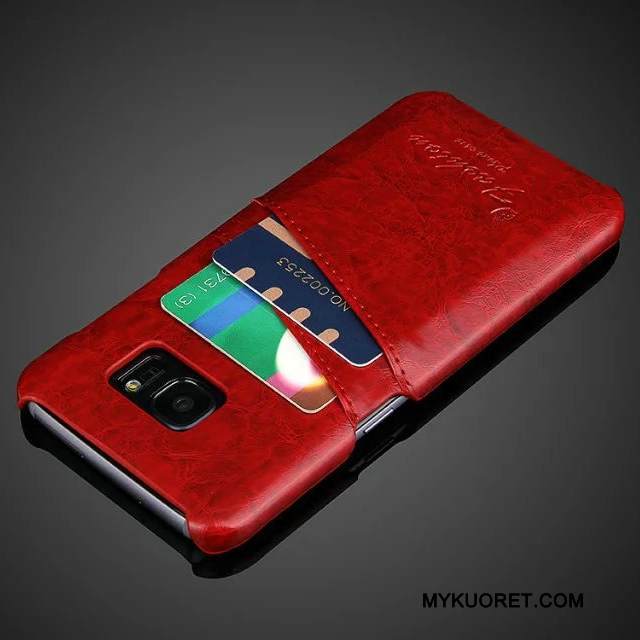 Kuori Samsung Galaxy S8 Nahka Puhelimen Kuoret Kortti, Kotelo Samsung Galaxy S8 Suojaus Takakansi Oranssi