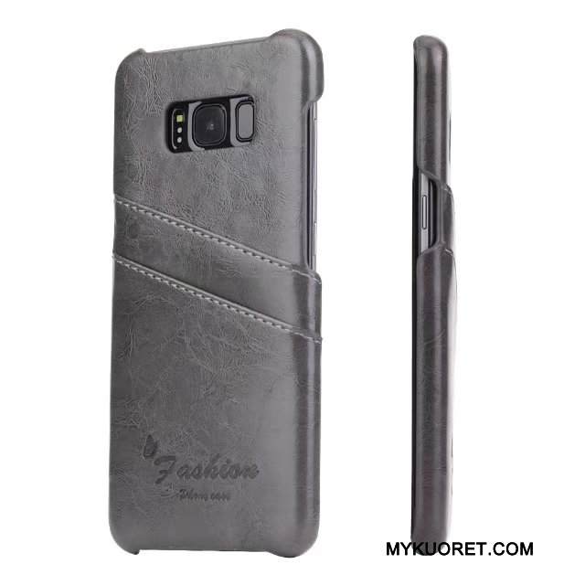 Kuori Samsung Galaxy S8 Nahka Puhelimen Kuoret Kortti, Kotelo Samsung Galaxy S8 Suojaus Takakansi Oranssi