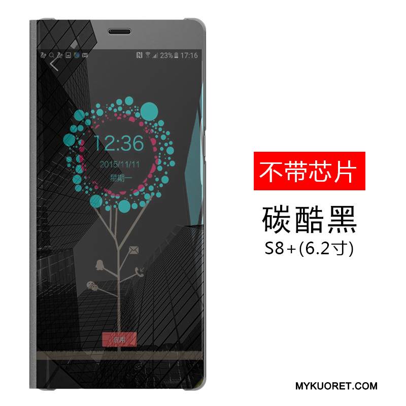 Kuori Samsung Galaxy S8+ Nahka Puhelimen Kuoret Musta, Kotelo Samsung Galaxy S8+ Kuoret Murtumaton