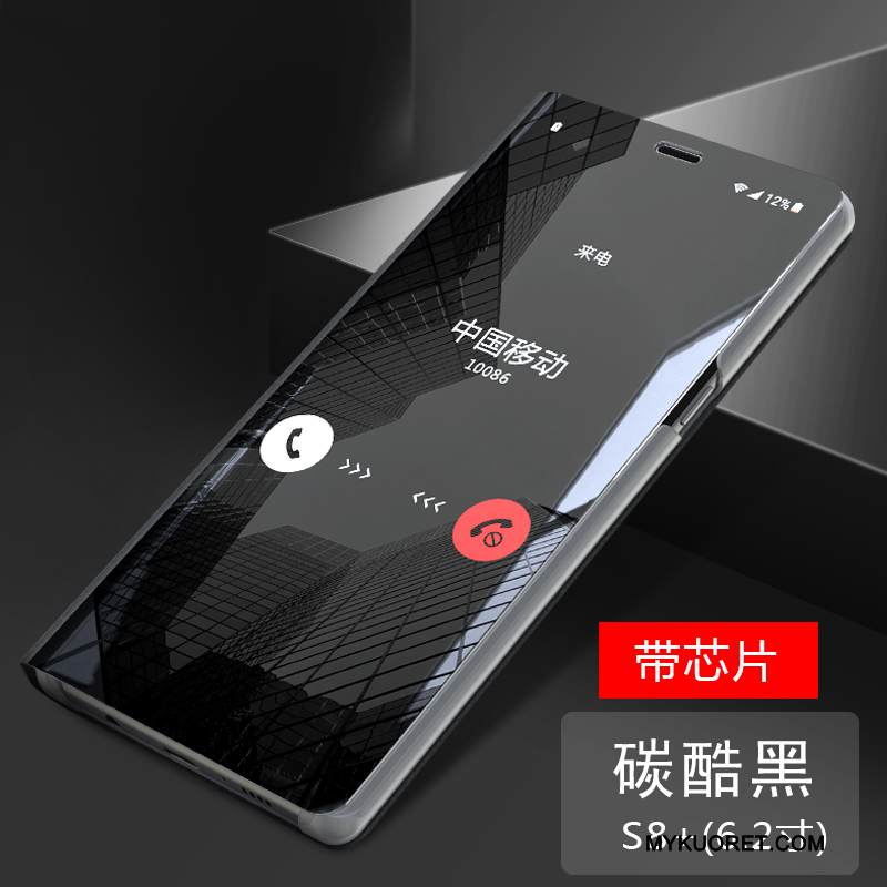 Kuori Samsung Galaxy S8+ Nahka Puhelimen Kuoret Musta, Kotelo Samsung Galaxy S8+ Kuoret Murtumaton