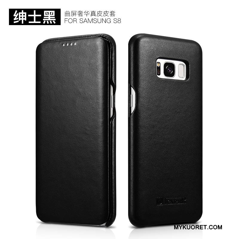 Kuori Samsung Galaxy S8+ Nahka Puhelimen Kuoret Trendi, Kotelo Samsung Galaxy S8+ Ylellisyys Musta