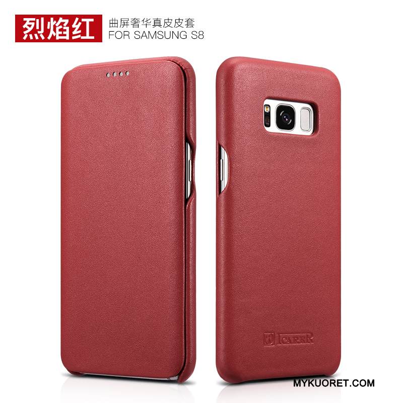 Kuori Samsung Galaxy S8+ Nahka Puhelimen Kuoret Trendi, Kotelo Samsung Galaxy S8+ Ylellisyys Musta