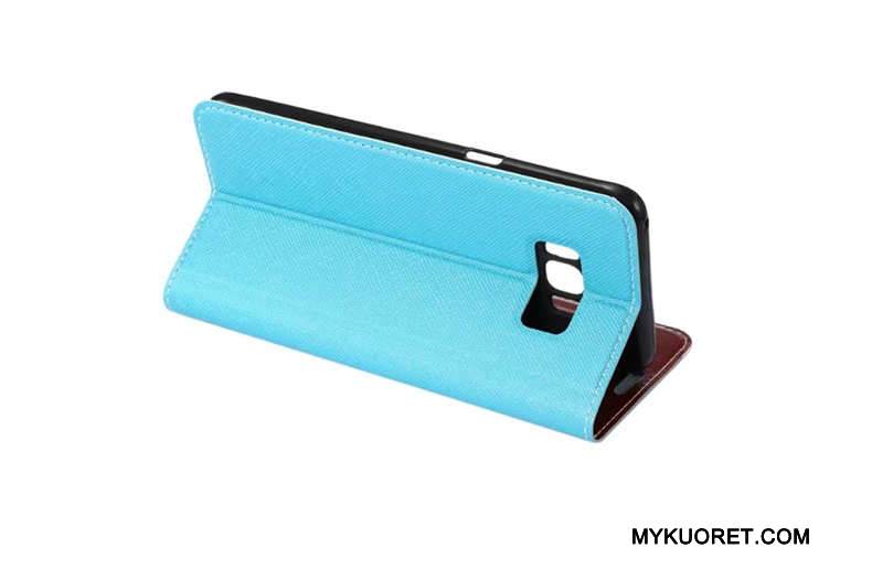 Kuori Samsung Galaxy S8 Nahka Puhelimen Kuoret Vaaleansininen, Kotelo Samsung Galaxy S8 Suojaus Kukkakuvio