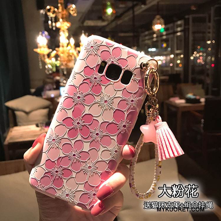 Kuori Samsung Galaxy S8+ Pehmeä Neste Kissa Kukka, Kotelo Samsung Galaxy S8+ Tuki Puhelimen Kuoret Pesty Suede