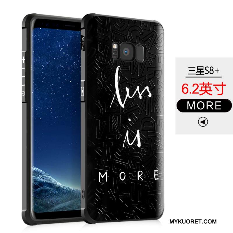 Kuori Samsung Galaxy S8+ Silikoni Murtumaton Suupaltti, Kotelo Samsung Galaxy S8+ Sarjakuva Pesty Suede Musta