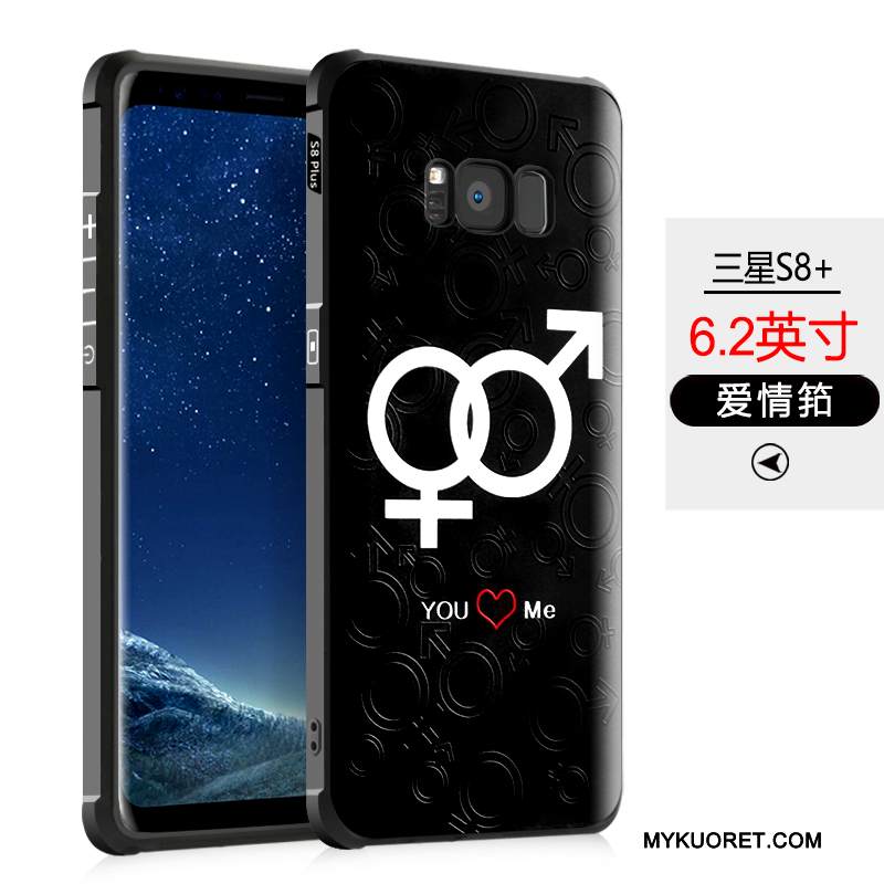 Kuori Samsung Galaxy S8+ Silikoni Murtumaton Suupaltti, Kotelo Samsung Galaxy S8+ Sarjakuva Pesty Suede Musta