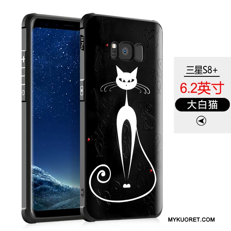 Kuori Samsung Galaxy S8+ Silikoni Murtumaton Suupaltti, Kotelo Samsung Galaxy S8+ Sarjakuva Pesty Suede Musta