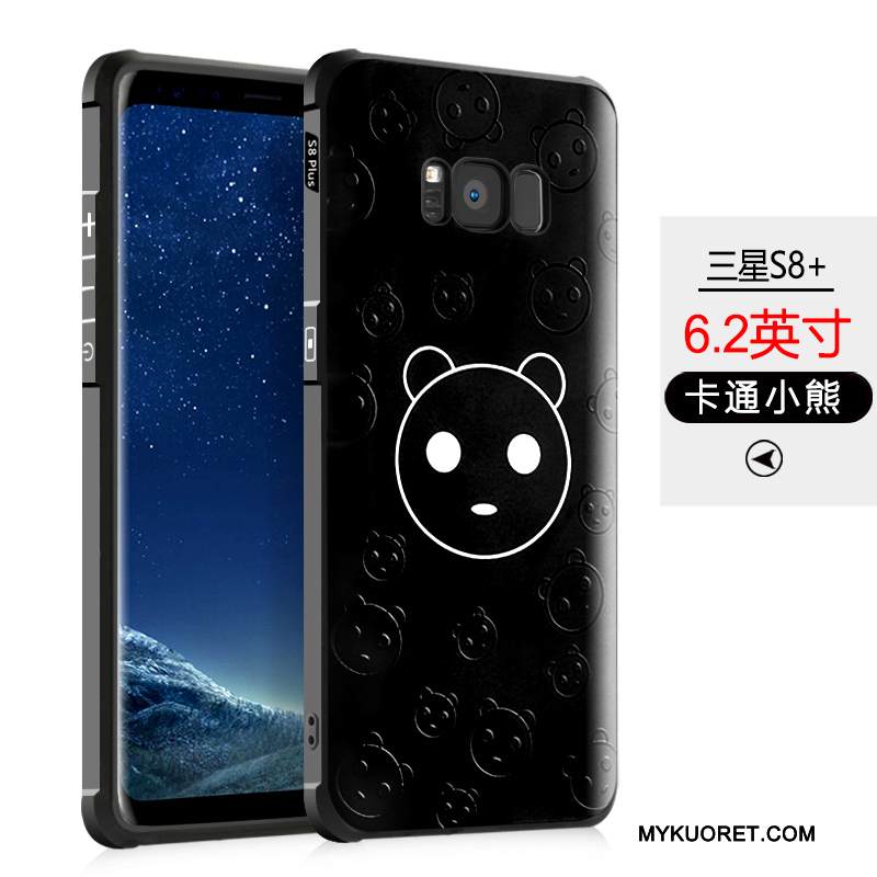 Kuori Samsung Galaxy S8+ Silikoni Murtumaton Suupaltti, Kotelo Samsung Galaxy S8+ Sarjakuva Pesty Suede Musta