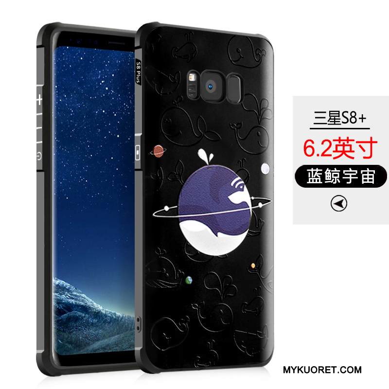 Kuori Samsung Galaxy S8+ Silikoni Murtumaton Suupaltti, Kotelo Samsung Galaxy S8+ Sarjakuva Pesty Suede Musta