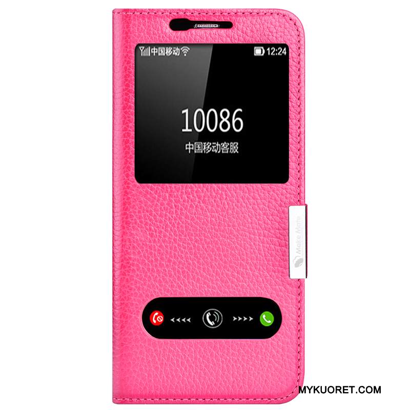 Kuori Samsung Galaxy S8 Suojaus Puhelimen Kuoret Murtumaton, Kotelo Samsung Galaxy S8 Nahka Punainen Avaa Ikkuna