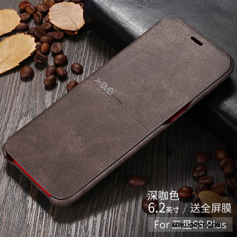 Kuori Samsung Galaxy S8+ Suojaus Ultra Ohut, Kotelo Samsung Galaxy S8+ Nahka Puhelimen Kuoret Khaki