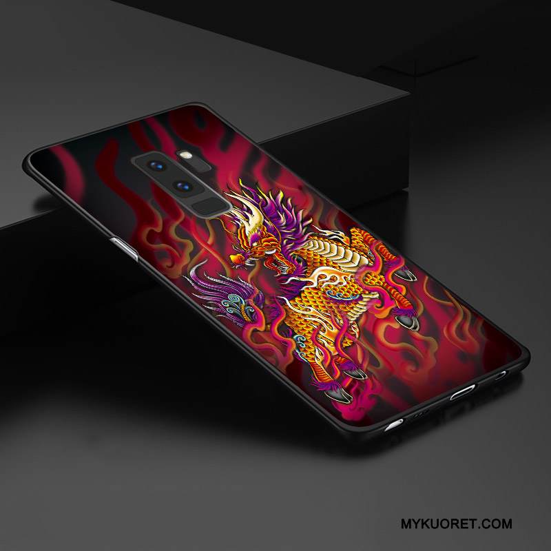 Kuori Samsung Galaxy S9+ Kohokuviointi Muokata Keltainen, Kotelo Samsung Galaxy S9+ Laukut Pesty Suede Ulotteinen