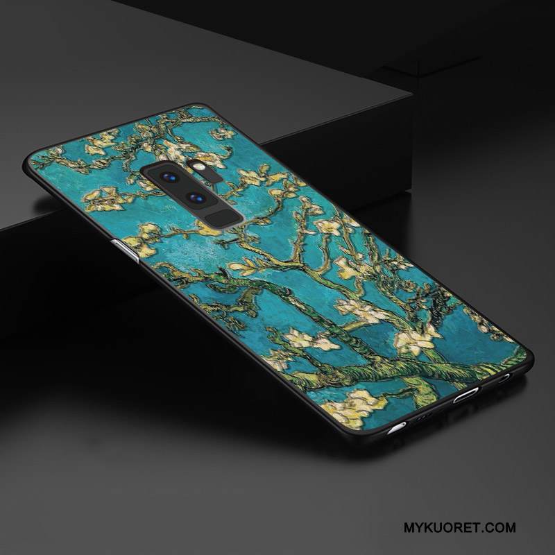 Kuori Samsung Galaxy S9+ Kohokuviointi Muokata Keltainen, Kotelo Samsung Galaxy S9+ Laukut Pesty Suede Ulotteinen