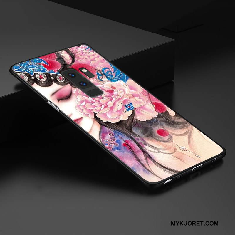Kuori Samsung Galaxy S9+ Kohokuviointi Muokata Keltainen, Kotelo Samsung Galaxy S9+ Laukut Pesty Suede Ulotteinen