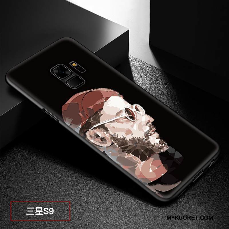 Kuori Samsung Galaxy S9 Kohokuviointi Pesty Suede Musta, Kotelo Samsung Galaxy S9 Suojaus Muokata Malli