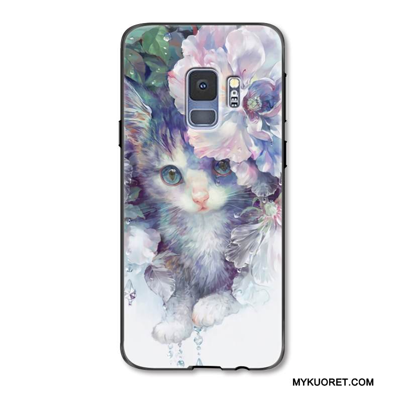 Kuori Samsung Galaxy S9 Kohokuviointi Tide-brändi Kukka, Kotelo Samsung Galaxy S9 Ylellisyys Keltainen Kissa