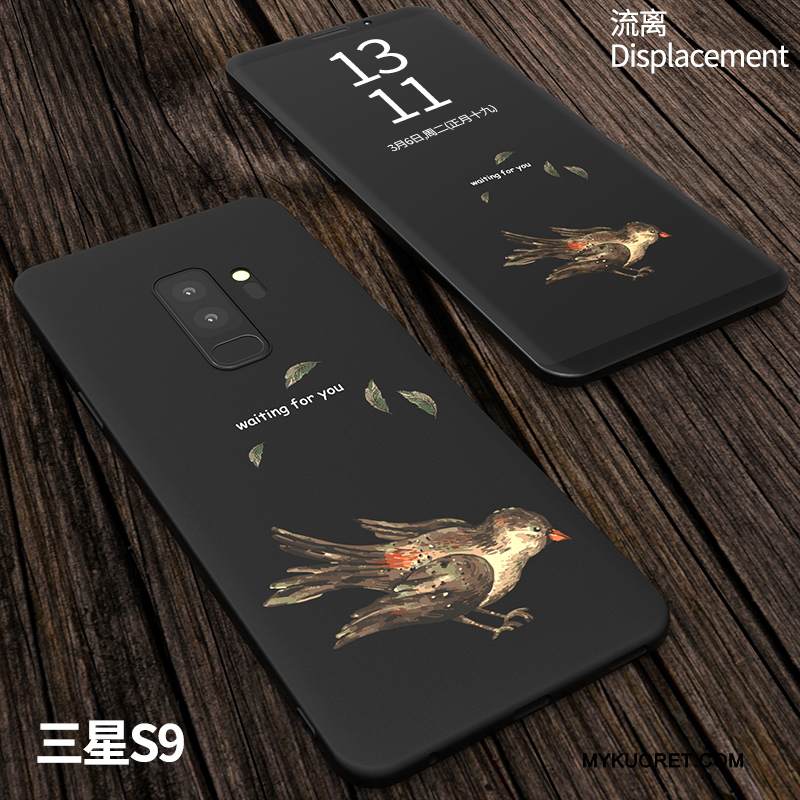 Kuori Samsung Galaxy S9 Laukut Pesty Suede Murtumaton, Kotelo Samsung Galaxy S9 Suojaus Musta Puhelimen Kuoret
