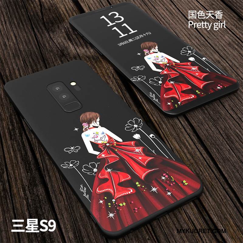 Kuori Samsung Galaxy S9 Laukut Pesty Suede Murtumaton, Kotelo Samsung Galaxy S9 Suojaus Musta Puhelimen Kuoret