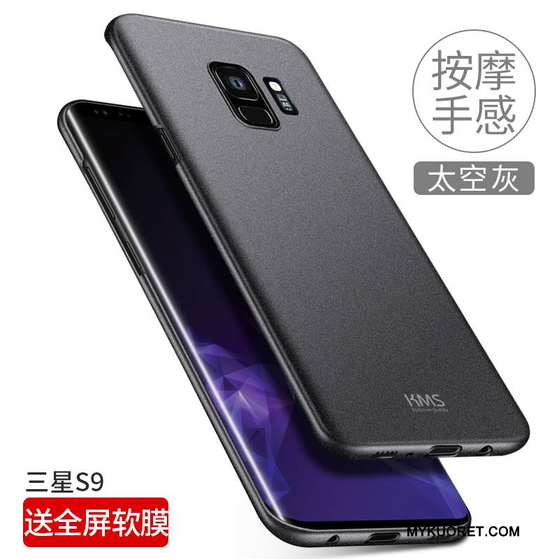 Kuori Samsung Galaxy S9 Laukut Pesty Suede Ohut, Kotelo Samsung Galaxy S9 Suojaus Kova Musta