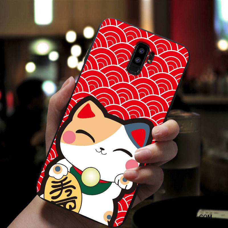 Kuori Samsung Galaxy S9+ Laukut Pesty Suede Puhelimen Kuoret, Kotelo Samsung Galaxy S9+ Silikoni Murtumaton Punainen