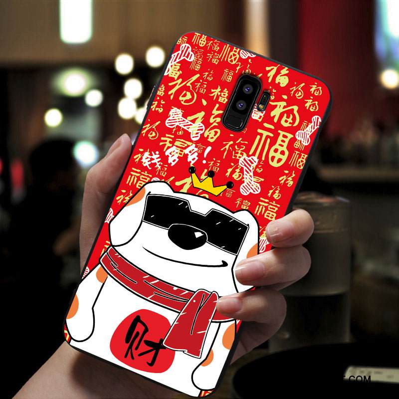 Kuori Samsung Galaxy S9+ Laukut Pesty Suede Puhelimen Kuoret, Kotelo Samsung Galaxy S9+ Silikoni Murtumaton Punainen